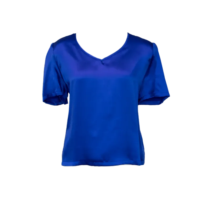 Shining V-Neck Blouse in Blue - Imagen 5