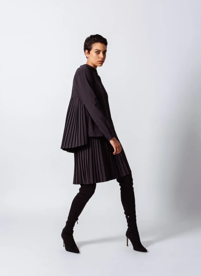 Luxe Black Pleated Skirt - Imagen 2