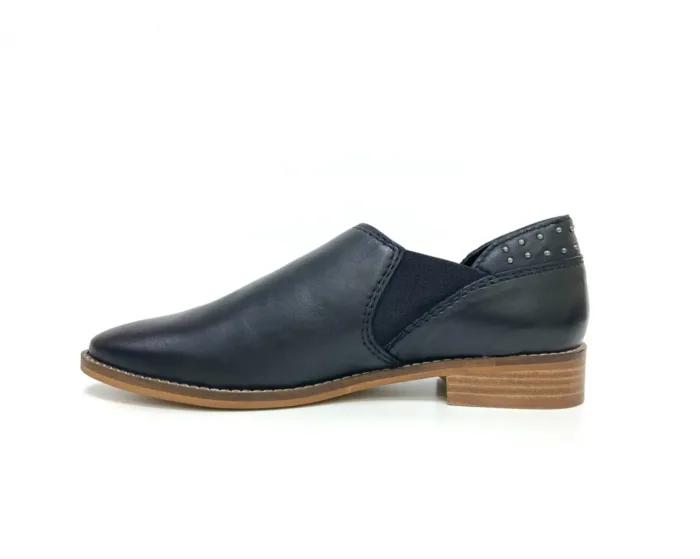 Kate Black Dress Shoes - Stylish Women's Leather Loafers with Metallic Studs & Block Heels - Imagen 2
