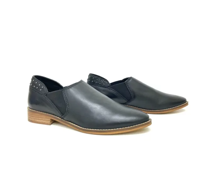 Kate Black Dress Shoes - Stylish Women's Leather Loafers with Metallic Studs & Block Heels - Imagen 3