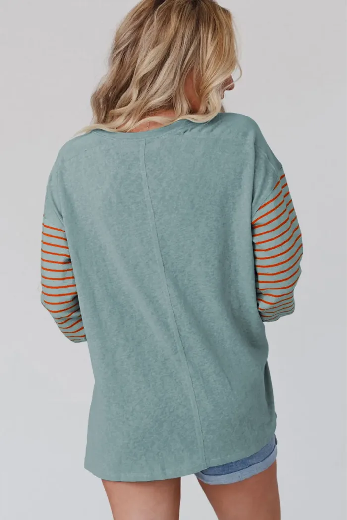Emma Striped Bishop Sleeve Top - Imagen 7