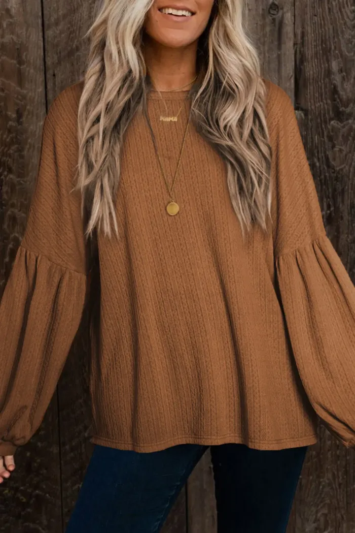 Madison Knit Jacquard Puffy Long Sleeve Top - Imagen 2