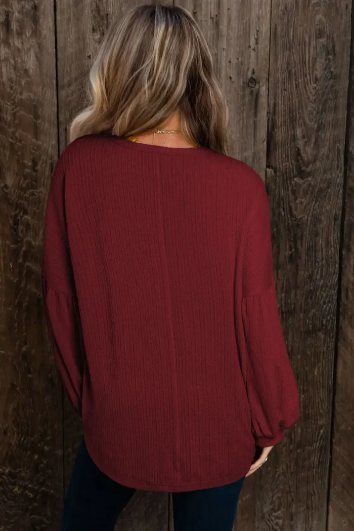 Madison Knit Jacquard Puffy Long Sleeve Top - Imagen 4
