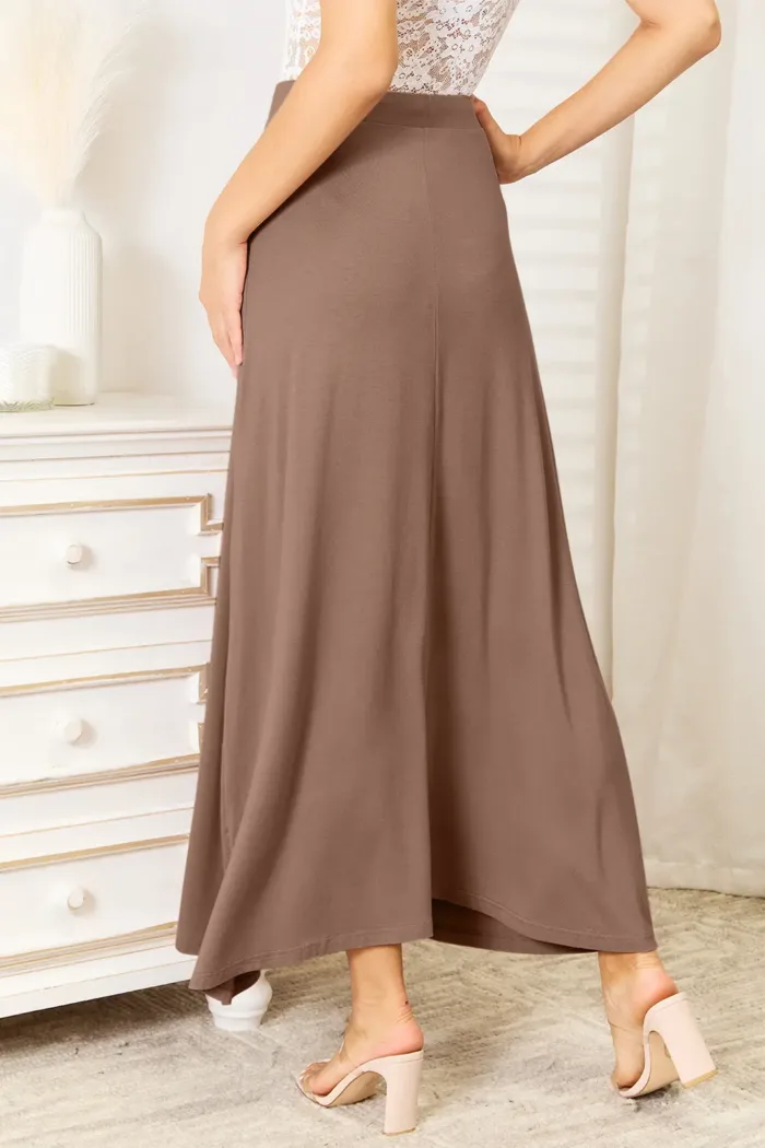Double Take - Full Size Soft Rayon Drawstring Waist Maxi Skirt Rayon - Imagen 6