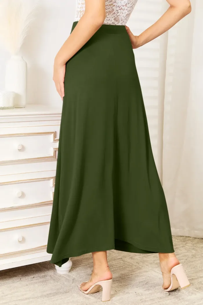 Double Take - Full Size Soft Rayon Drawstring Waist Maxi Skirt Rayon - Imagen 10