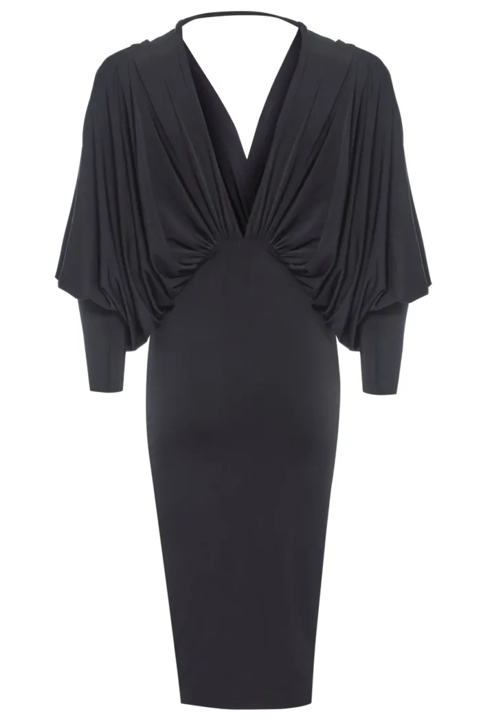 Black Batwing Sleeve Dress - Imagen 3