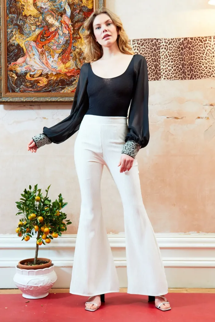 Black Mesh Bodysuit Long Sleeve - Imagen 3