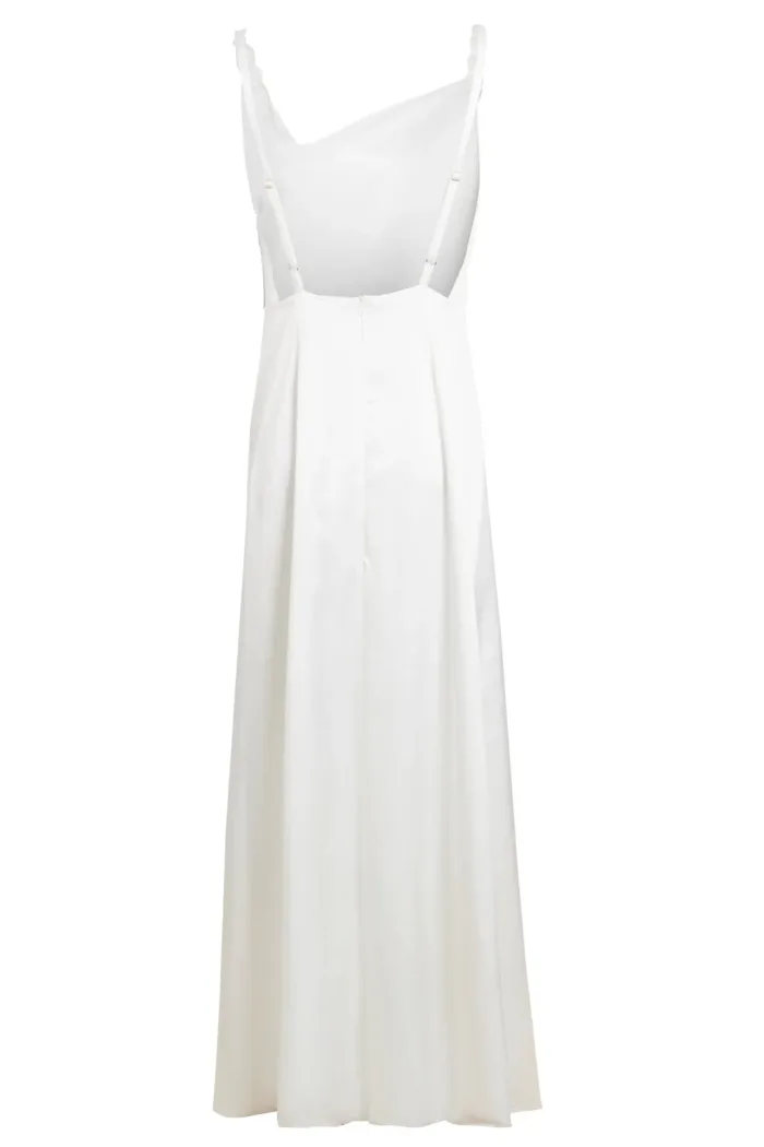 Asymmetric White Maxi Dress - Imagen 4
