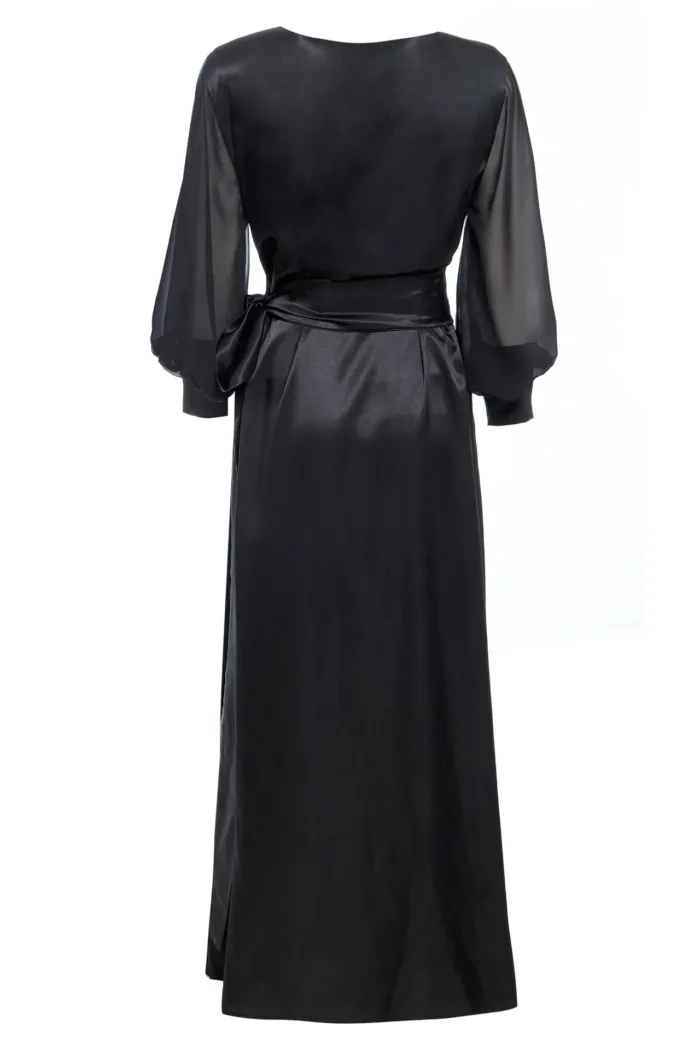 Black Wrap Maxi Dress - Imagen 3