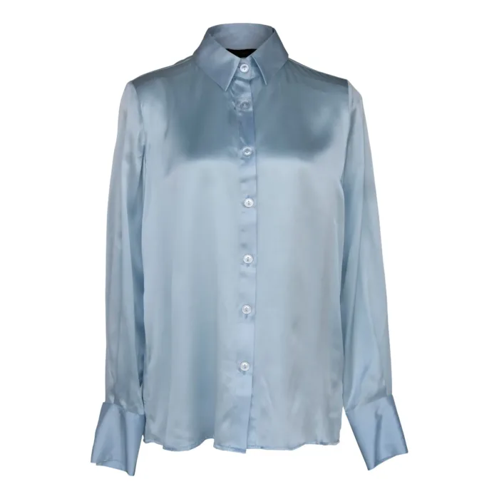 Luxe Silk Blouse in Blue - Imagen 6