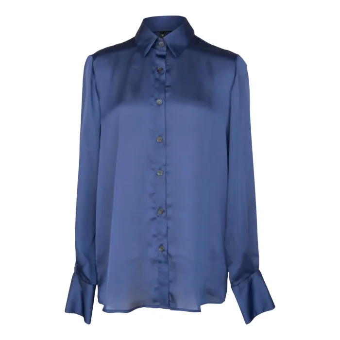 Classy Women Silk Blouse in Royal Blue - Imagen 5