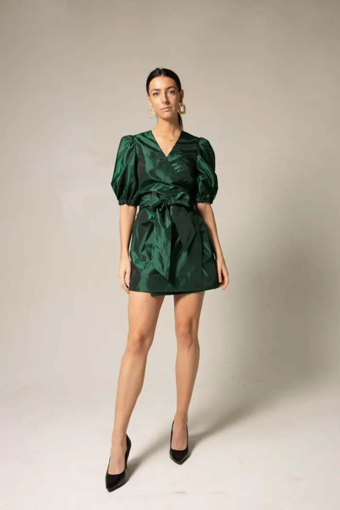 Glimmer Green Wrap Dress - Imagen 4