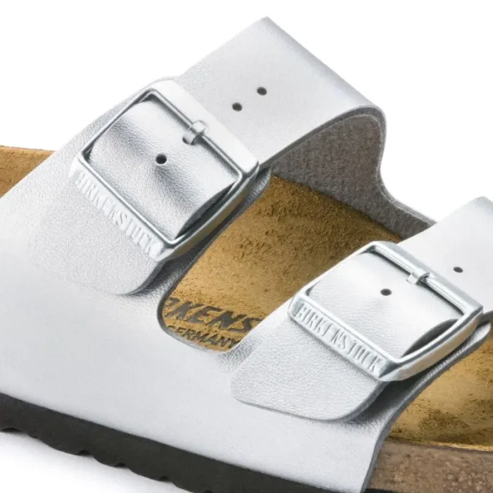 Women's Birkenstock Silver Arizona Birko-Flor Silver Regular Flip-Flops Wide (1012282) - Imagen 3