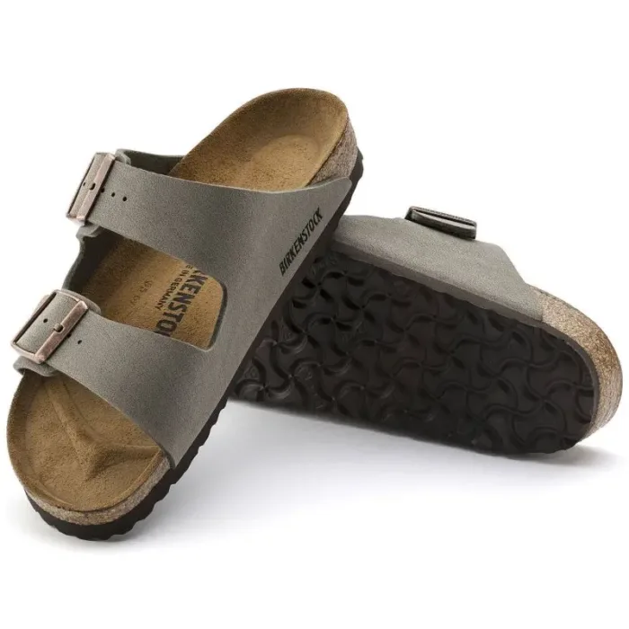 Birkenstock Arizona Birko-Flor Nubuck Stone regular women's/men's flip-flops wide gray (0151211) - Imagen 2