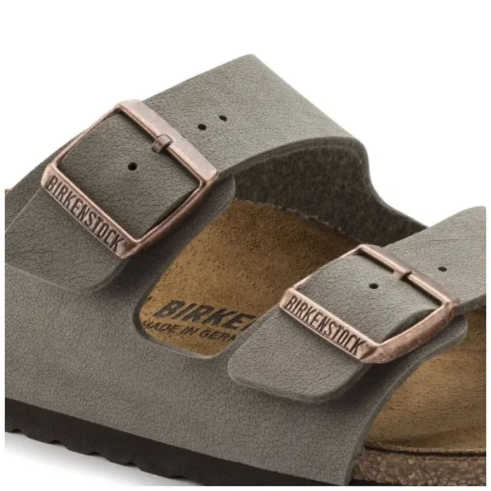 Birkenstock Arizona Birko-Flor Nubuck Stone regular women's/men's flip-flops wide gray (0151211) - Imagen 3