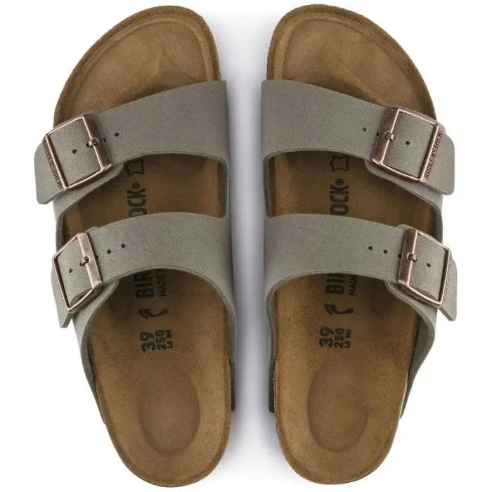 Birkenstock Arizona Birko-Flor Nubuck Stone regular women's/men's flip-flops wide gray (0151211) - Imagen 4