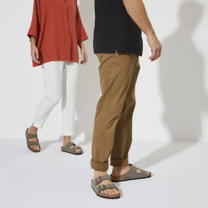 Birkenstock Arizona Birko-Flor Nubuck Stone regular women's/men's flip-flops wide gray (0151211) - Imagen 5