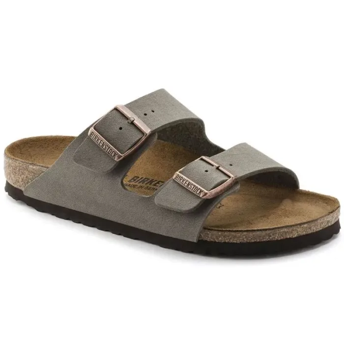 Birkenstock Arizona Birko-Flor Nubuck Stone regular women's/men's flip-flops wide gray (0151211) - Imagen 8