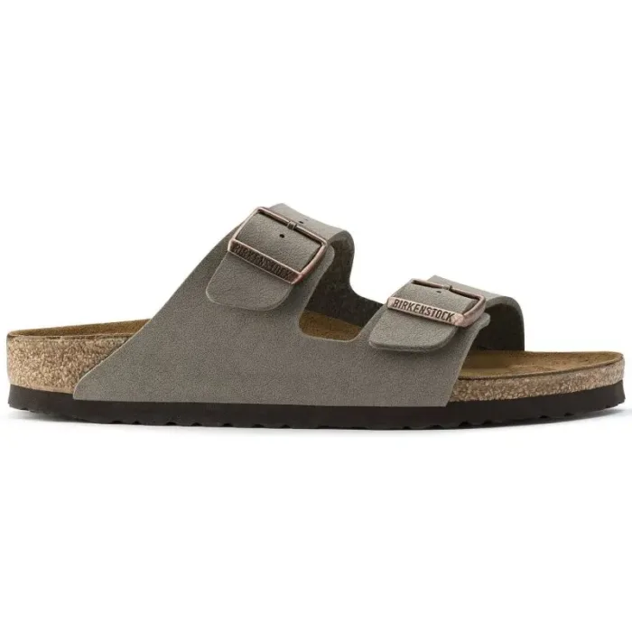 Birkenstock Arizona Birko-Flor Nubuck Stone regular women's/men's flip-flops wide gray (0151211) - Imagen 9