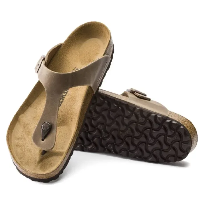 Birkenstock Gizeh Oiled Leather Tobacco Brown Regular Women's Flip-Flops Wide (0943811) - Imagen 3