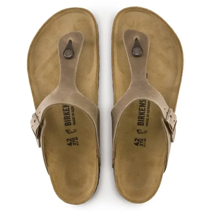 Birkenstock Gizeh Oiled Leather Tobacco Brown Regular Women's Flip-Flops Wide (0943811) - Imagen 5