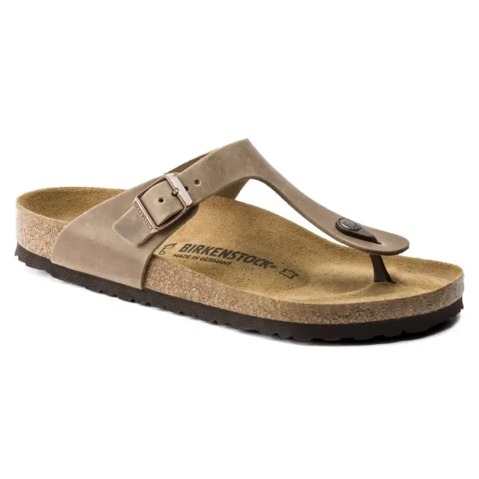 Birkenstock Gizeh Oiled Leather Tobacco Brown Regular Women's Flip-Flops Wide (0943811) - Imagen 7