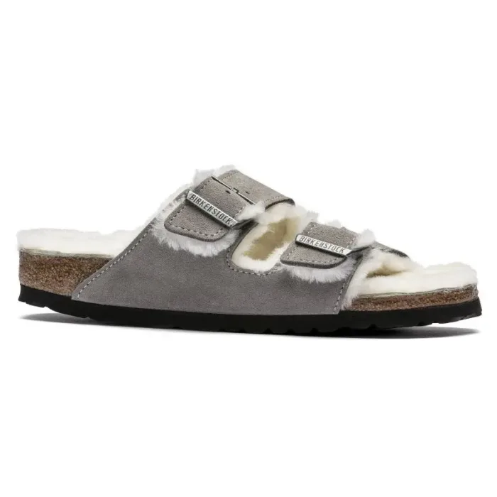 Women's/men's insulated flip-flops Birkenstock Arizona Shearling Stone Coin suede with lamb's wool narrow (1017403) - Imagen 5