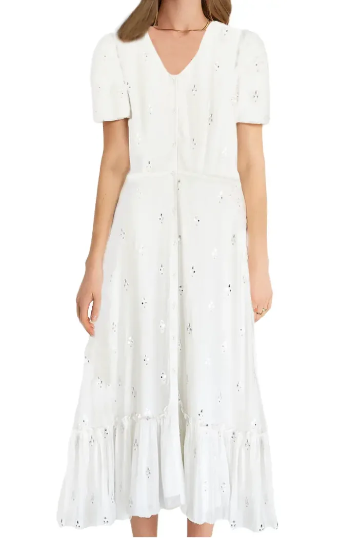 Women Pockets Mirror Midi Dress