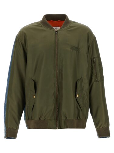 Bimaterial bomber jacket