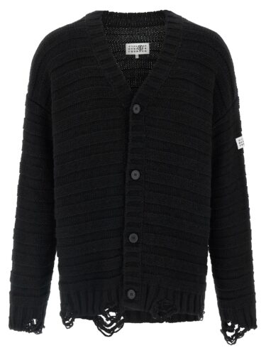 Distressed wool cardigan