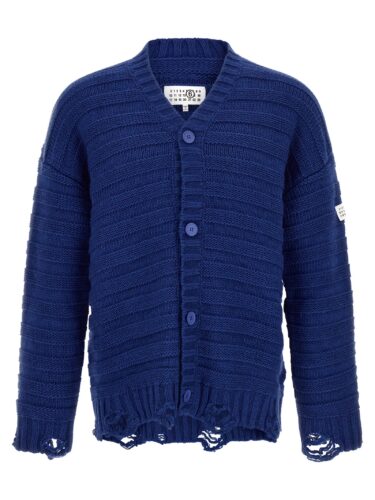 Distressed wool cardigan